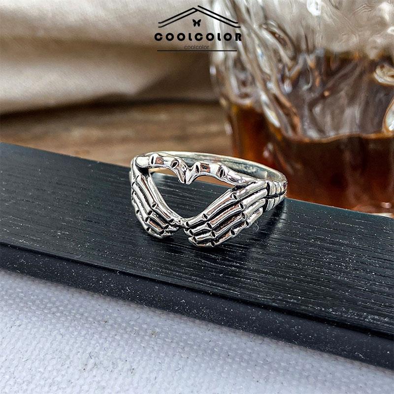 COD❤️Cincin Perhiasan Perhiasan Neraka Hantu Jari Korea Pria Wanita Retro Fashion Gaya Impor Murah