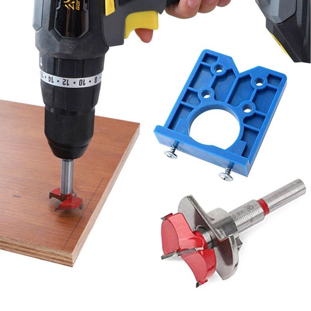 Populer Hinge Drilling Jig Mounting Fitting Guide Pintu Lemari Aksesoris Hinge Hole Drilling