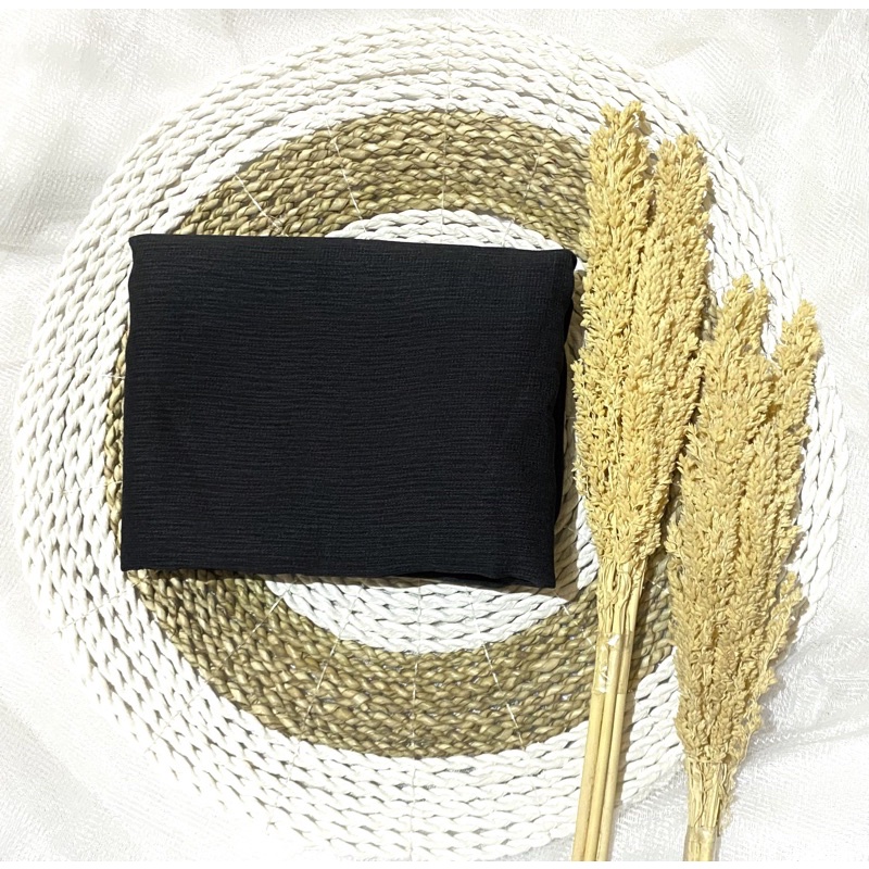 Jilbab segi empat Cornskin Premium Jahit Tepi/ Jilbab Serat Jagung / CORNSKIN-Hitam
