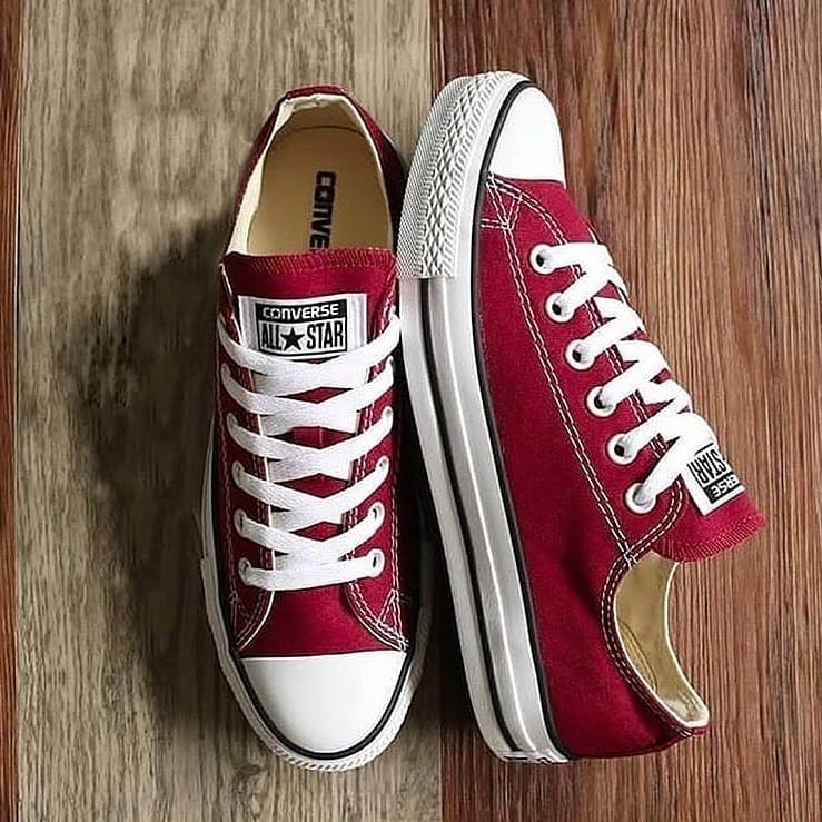 Sepatu Converse Classic Allstar Import Vietnam Maron White Sneakers Kado Hadiah Cewek Cowok Murah