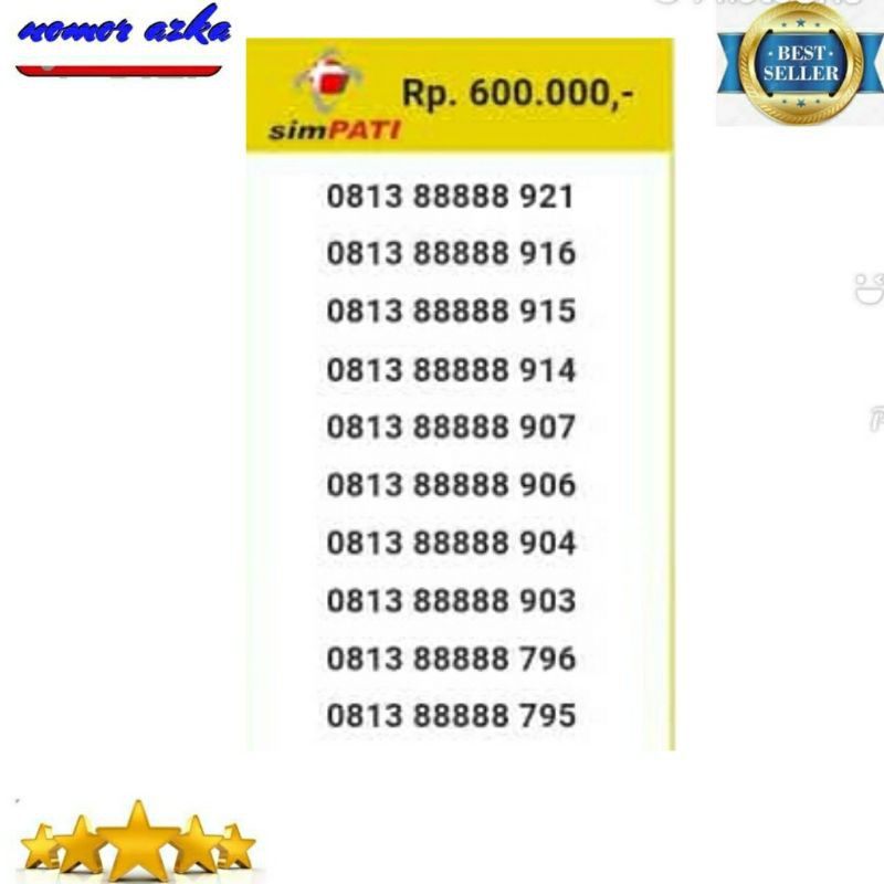 Nomor cantik simpati 0813 88888 921 seri Panca 88888 rapi BSM03