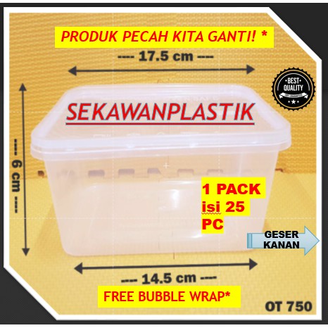 BISA RETUR! isi 25PC Thinwall 750ml KOTAK MAKAN PLASTIK / kontainer makan  isi OT 750 OTIPACK