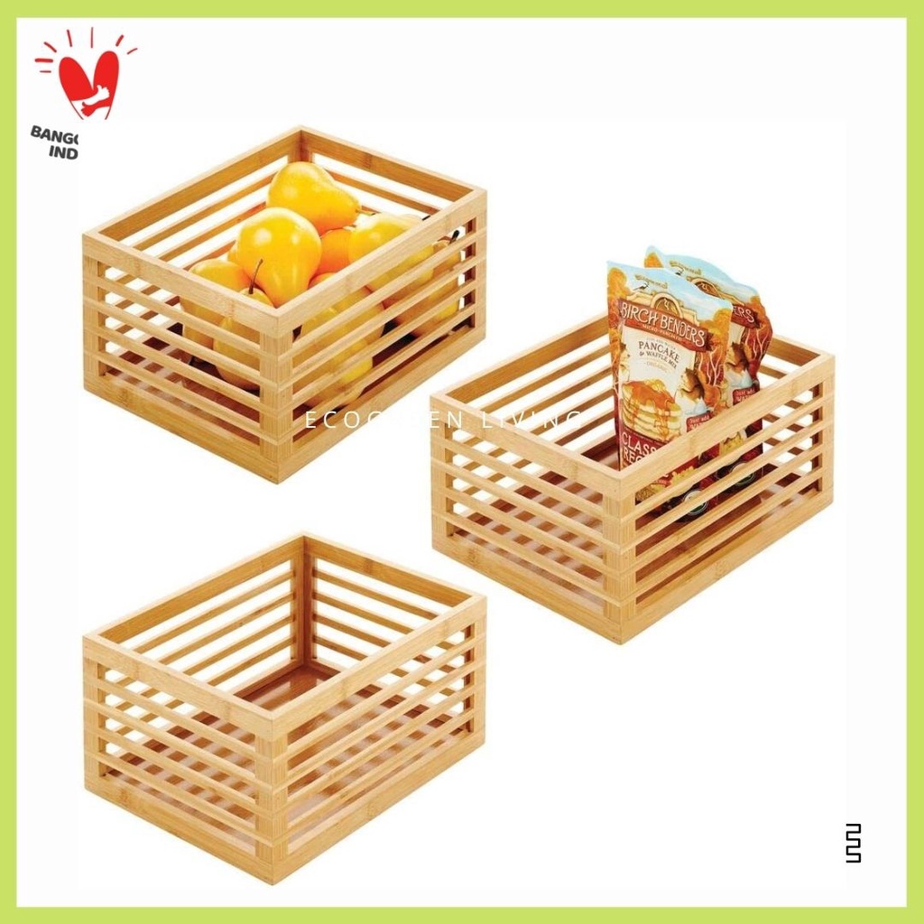 W002 - Box Storage Pine Wood / Kitchen Cabinet Pantry Organizer Bin / Multipurpose box (PINE WOOD)