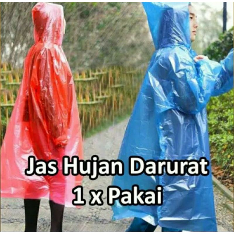 JAS HUJAN TRANSPARAN 1 X PAKAI - JAS HUJAN SEKALI PAKAI - JAS HUJAN PLASTIK - BDC