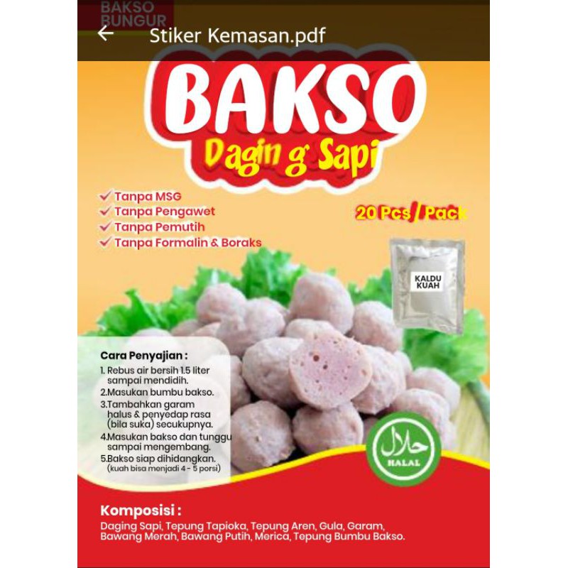 

Bakso Daging Sapi No MSG, No Pemutih, No Pengawet, No Boraks