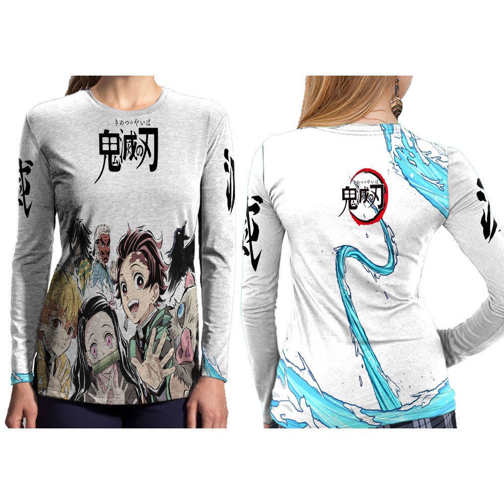 Jual Baju Kaos Lengan Panjang Wanita Full Printing Anime Kimetsu No