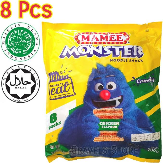 [8 Pcs] Logo HALAL - Mamee Monster Snack rasa Ayam - Snack Malaysia