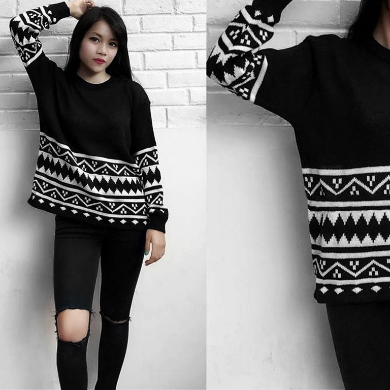 Premium Sahara Tribal Sweater Baju  Atasan Lengan Panjang 