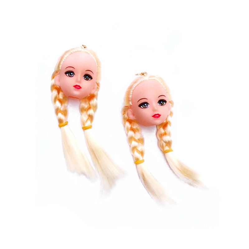 SIY  Creative Yellow Hair Doll Head Toy Drop Earrings Fashion Jewelry for Women Girls