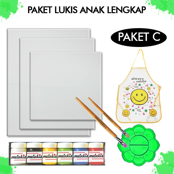 

PAKET MELUKIS KANVAS CAT KUAS DAN PALET - C