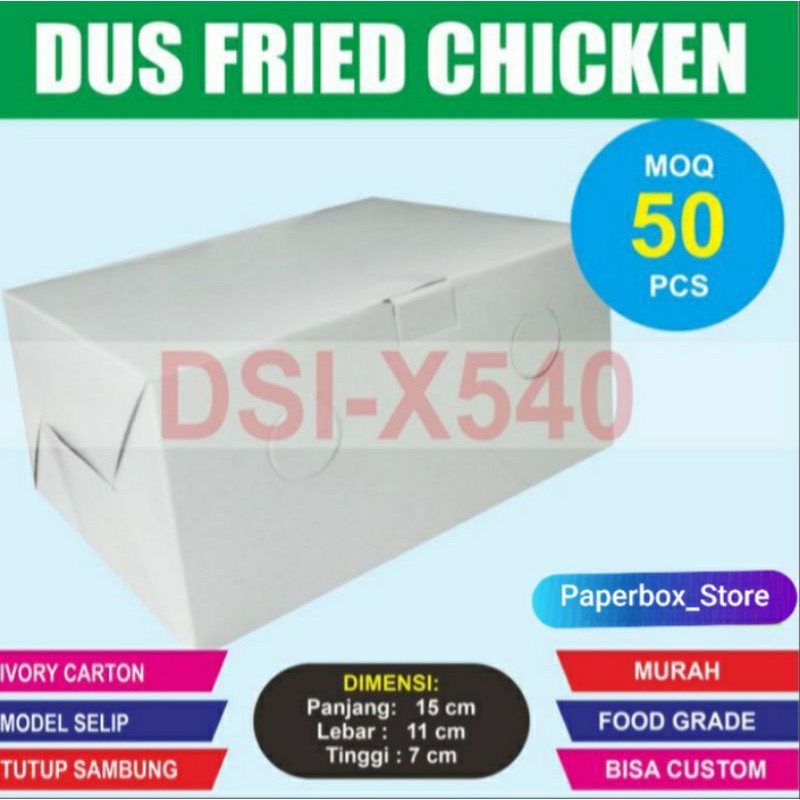 Dus Ayam Goreng Box Friend Chicken Polos || DS 15 ||15x11x7