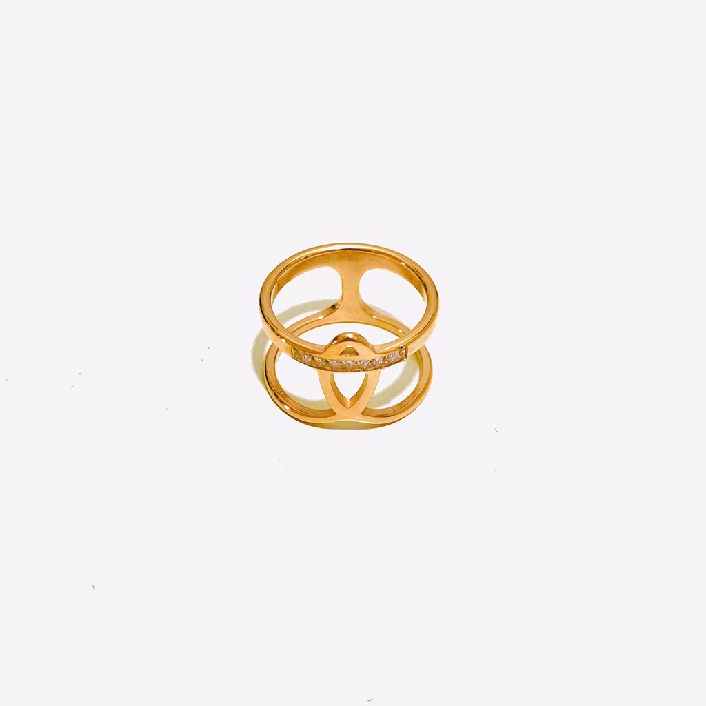 Cincin Titanium Wanita Lapis Emas Anti Karat CT-11