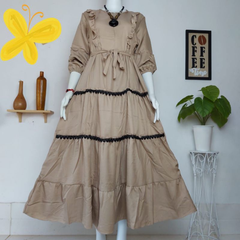 Gamis Renda Rempel Dad / Gamis Rempel Terbaru / terbaru Gamis rempel Dada