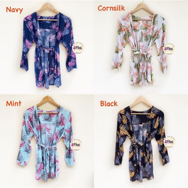 Cardigan satin wanita murah / outer kimono wanita / cardigan panjang bunga / cardigan pantai / 2172