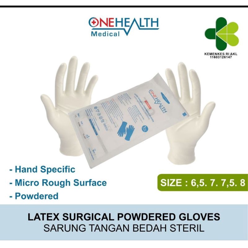 ECERAN - SARUNG TANGAN STERIL ONEHEALTH UK.6.5 - 8.0