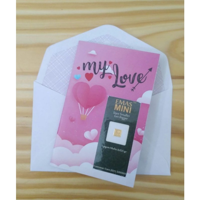 Kartu Ucapan Minigold, Eoa gold, emas mini, salam gold + gratis Amplop putih-My Love