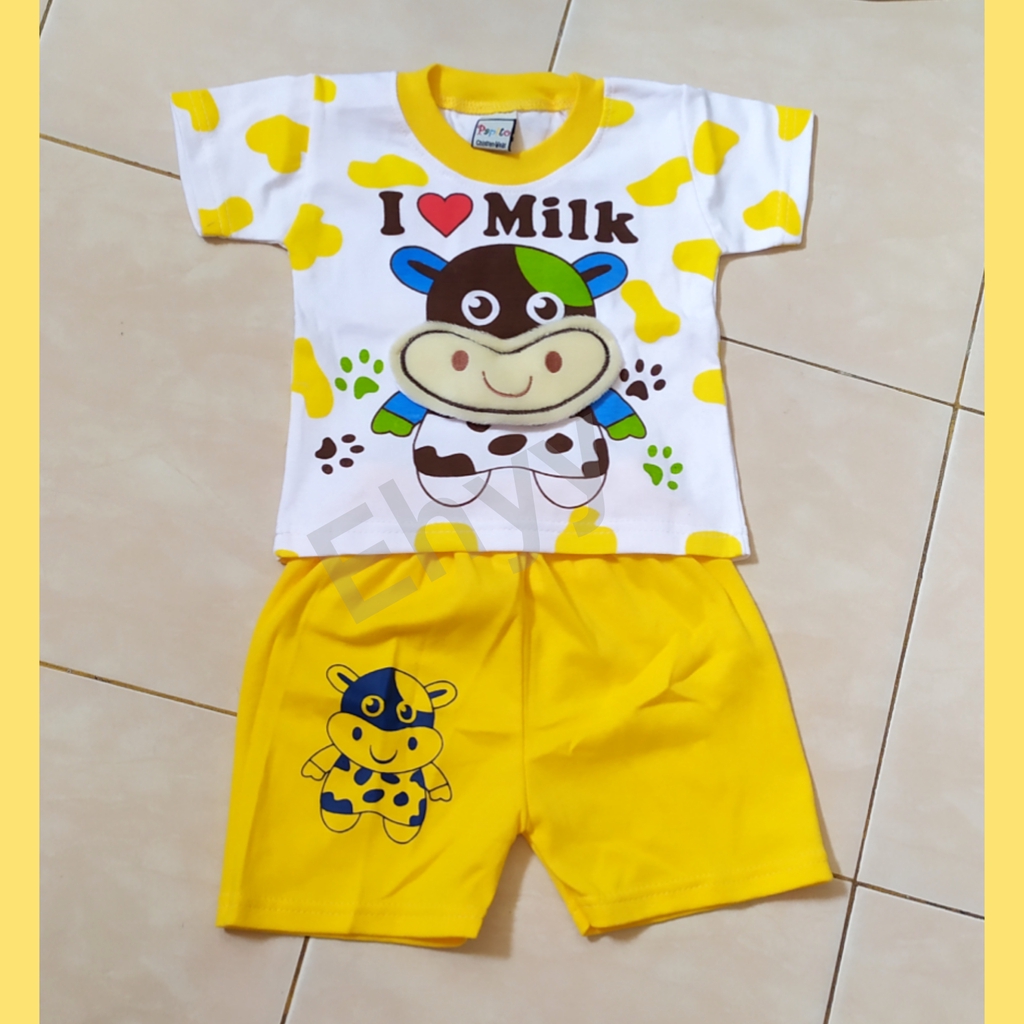 Setelan Pakaian Bayi Anak I Love Milk 3 - 9 Bulan