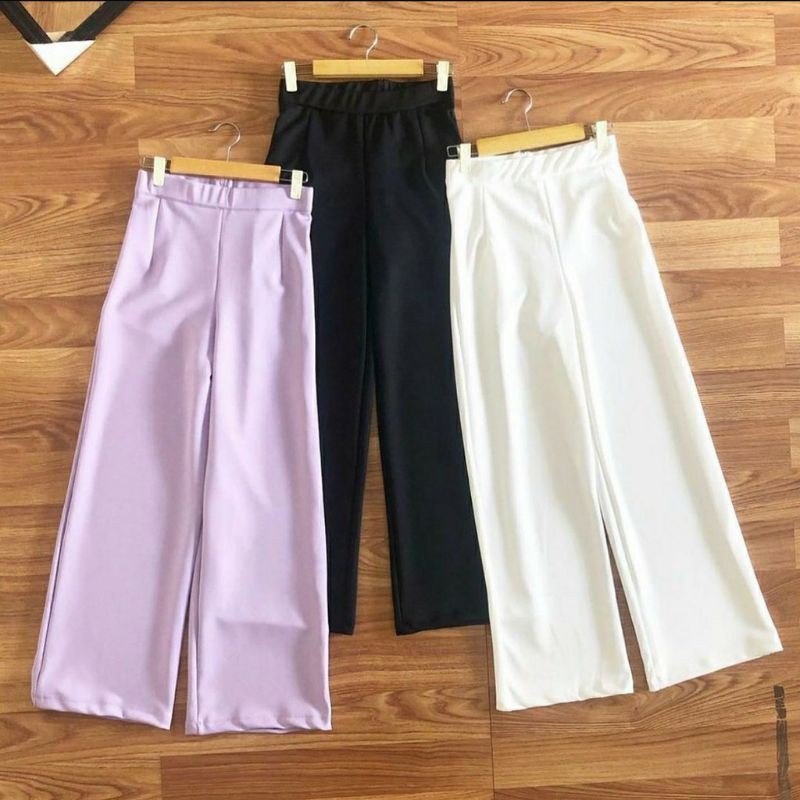 CELANA KULOT SCUBA/CELANA WANITA/KULOT LILAC PUTIH HITAM/KULOT SCUBA/BAWAHAN