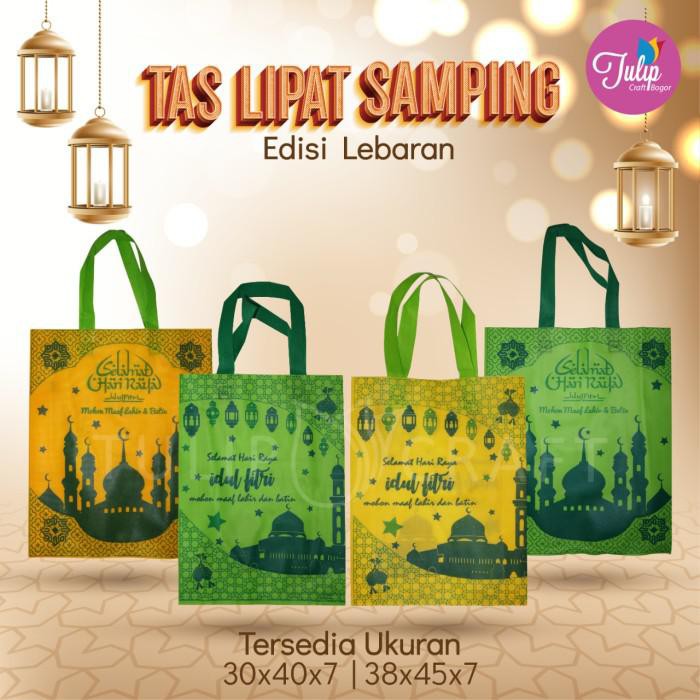 

Goodie Bag / Per 12Pc Tas Spunbond Bingkisan Lebaran 38X45X7Cm Kuning Idul Fitri Berkualitas
