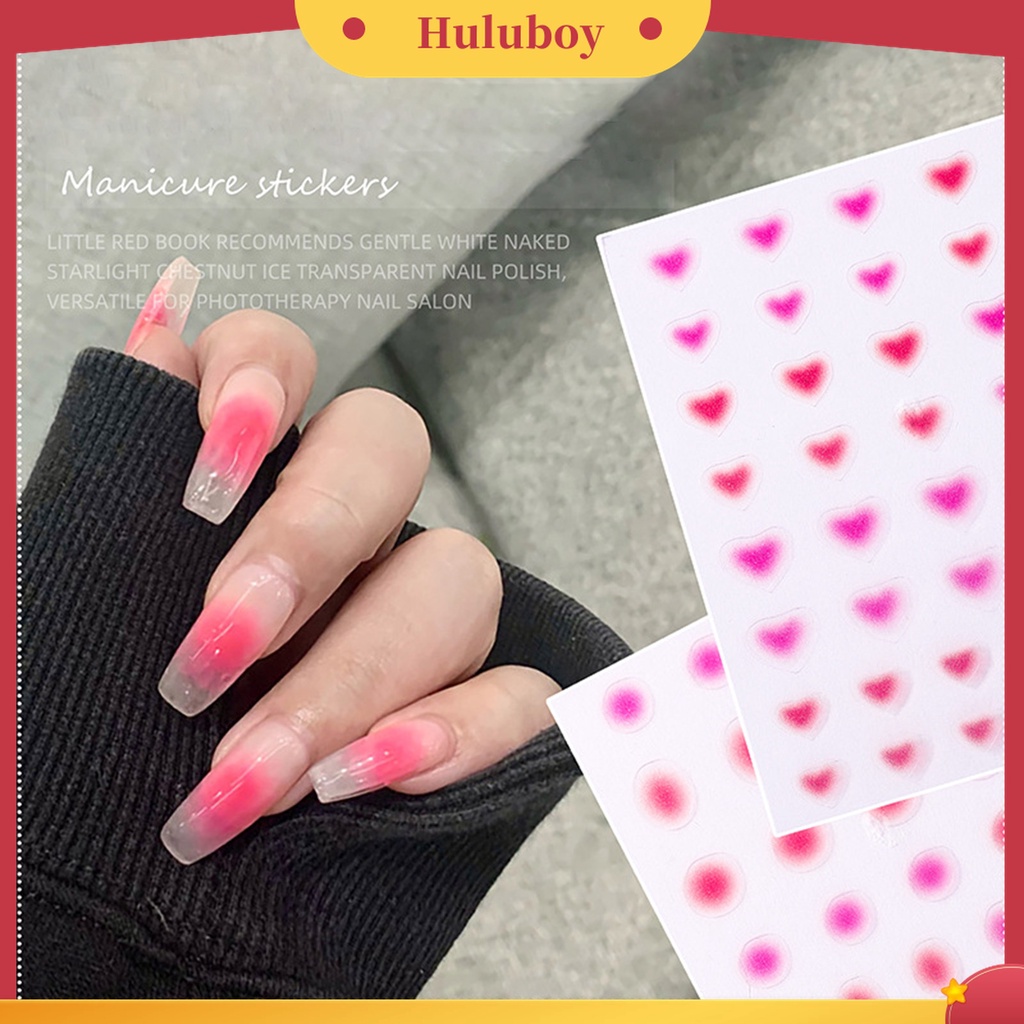 Huluboy Huluboy♡ Stiker Kuku 3D Warna Pink Gradasi Untuk Manicure