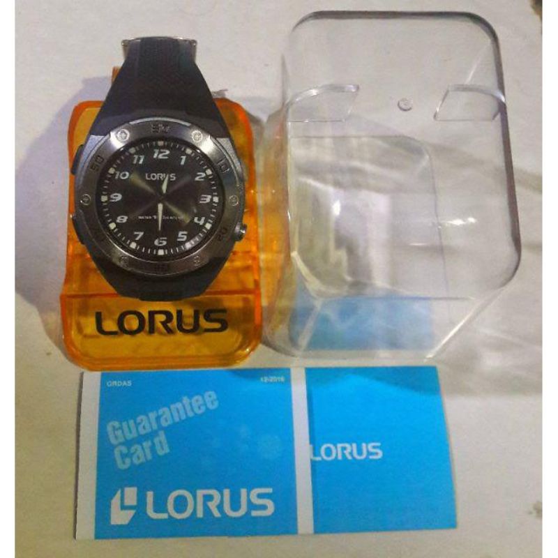 JAM TANGAN PRIA LORUS R2333DX-9 SILVER BLACK RUBBER ORIGINAL GARANSI RESMI