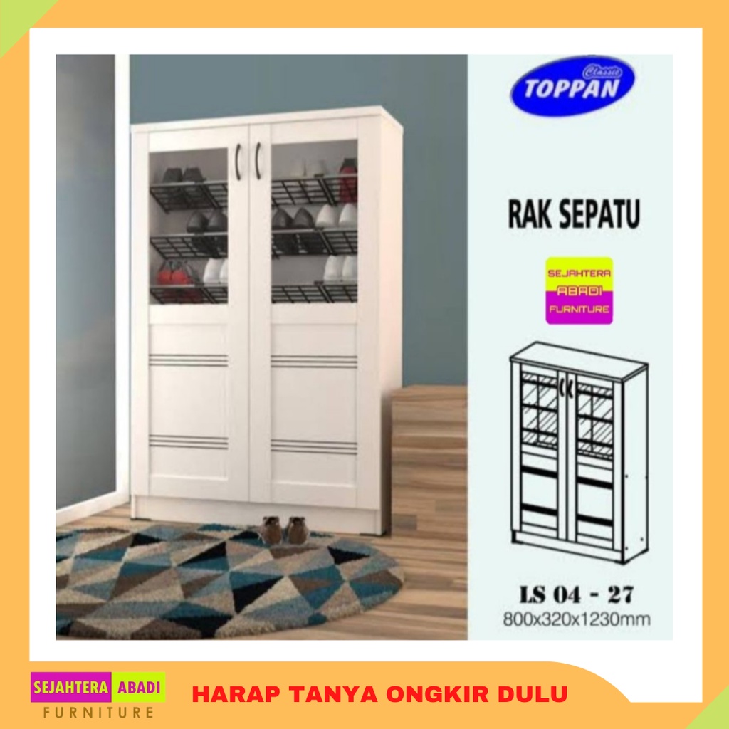 lemari sepatu kaca, rak sepatu Toppan Furniture LS04