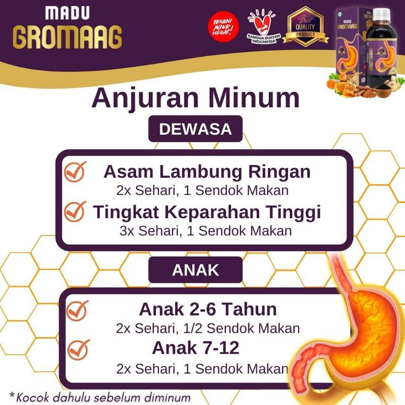 𝐎𝐫𝐢 𝟏𝟎𝟎% Madu Gromaag  - Atasi Masalah Lambung Seperti Maag, Gerd, Dan Asam Lambung dan ganguan lambung lainnya 280gr-4
