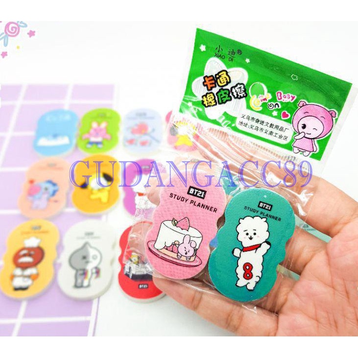 Jual ( 2pcs ) Penghapus Pensil Bt21 Lucu   Eraser Bts Fancy Murah 