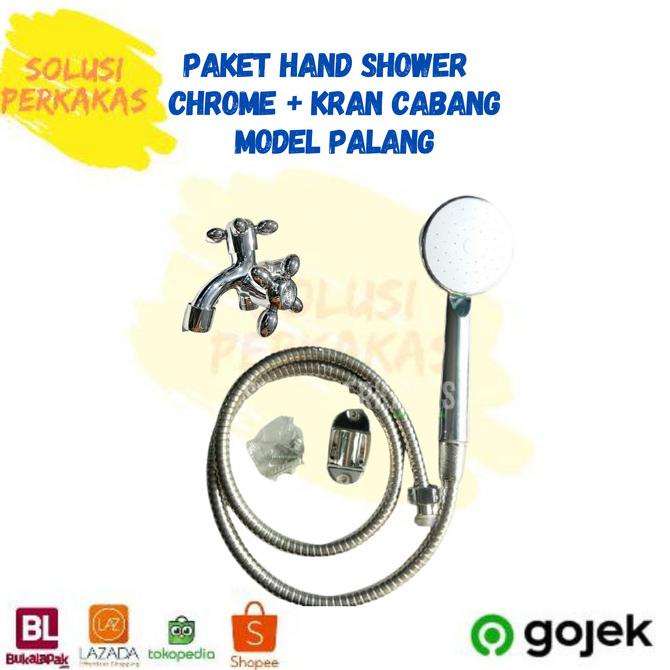 """] Hand Shower Kamar mandi Chrome model Toto + kran cabang set