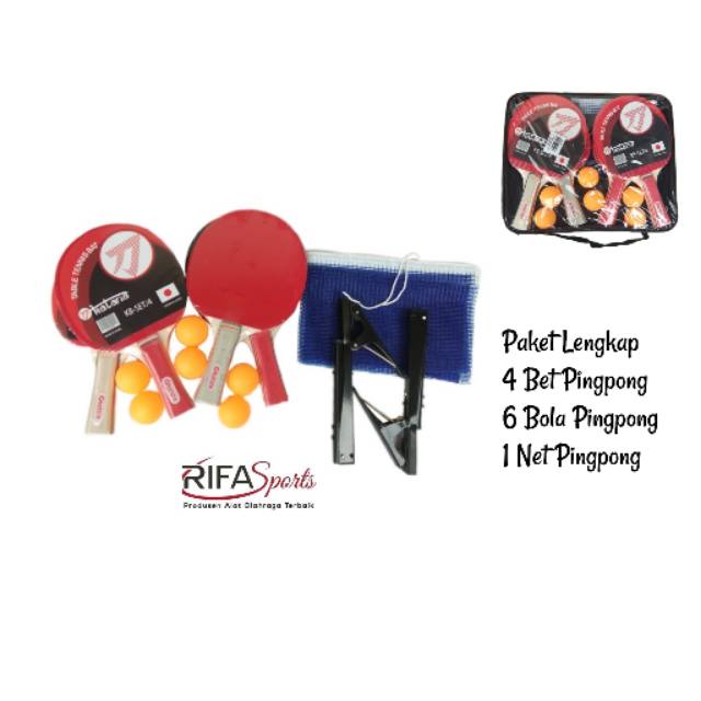 Paket Lengkap 4 Bet 6 Bola 1 Net Pingpong /  Bet Tenis Meja / Net Pingpong / Bola Pingpong