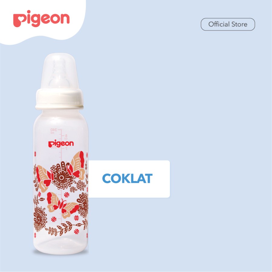 PIGEON BOTTLE PP RP 240ML PREMIUM DUS WITH S TYPE SILICONE NIPPLE - BATIK KUPU-KUPU / PR010344 (BOTOL)