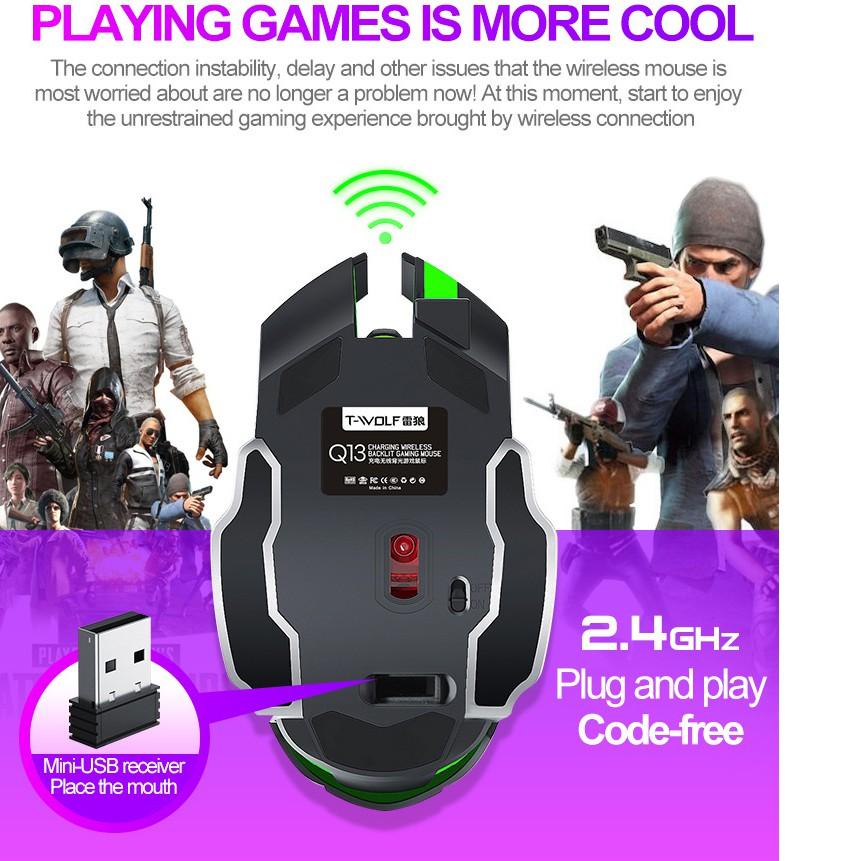 MOUSE GAMING WIRELESS LED FOREV Q13 (RGB) SILENT MOUSE UPUPIN √