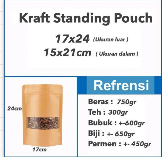 Craft Standing pouch | ziplock bag craft kemasan kopi makanan granola keripik masker bubuk