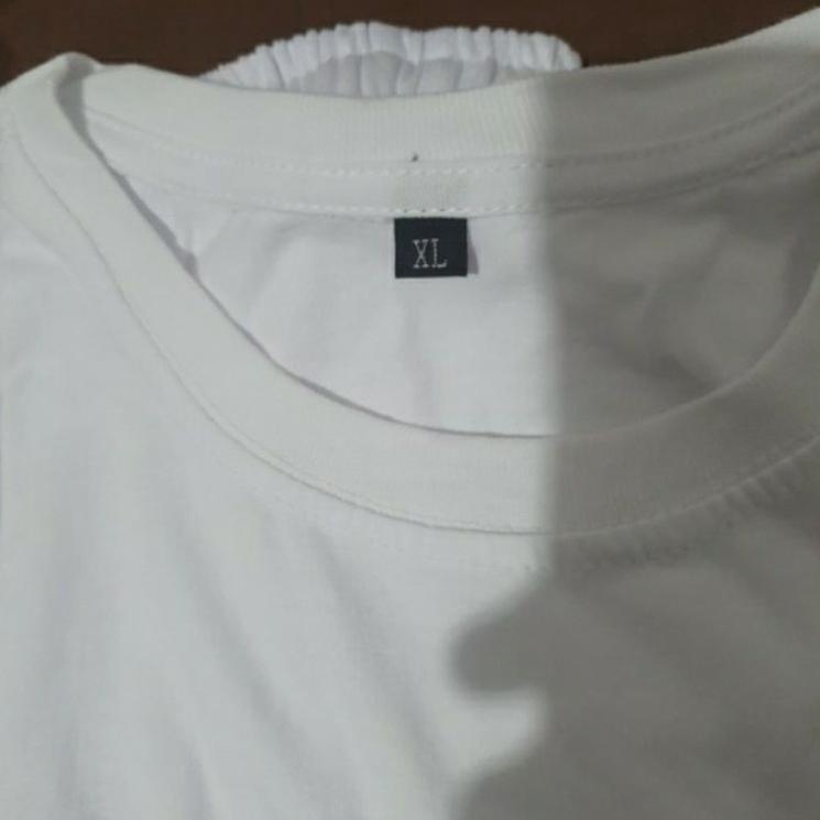 2in1 set bokser kaos putih polos / bokser kolor trng pendek kaos oblong santai putih polos pria C1Q5