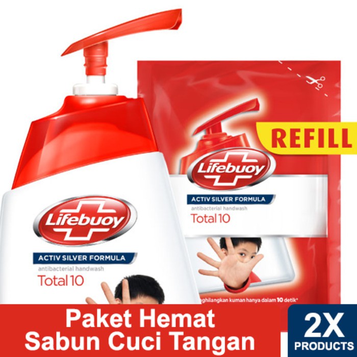 Paket Hemat Sabun  Cuci Tangan Lifebuoy Pump 225ml Refill 