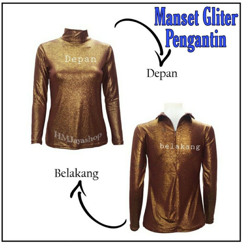 Manset Gliter Pengantin Glitter Resleting Belakang Polos