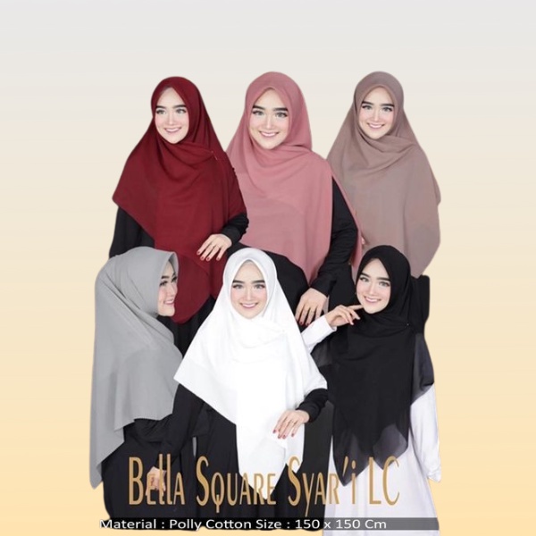 HIJAB BELLA LASERCUT JUMBO, HIJAB SYAR'I JUMBO BAHAN DOUBLE POLLYCOTTON, UKURAN 140X140 CM