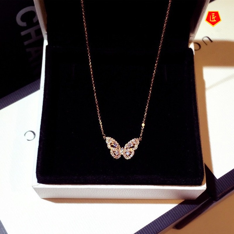 [Ready Stock]Super Fairy Niche Hollow Butterfly Pendant Female Micro Inlaid Zircon Fashion Design