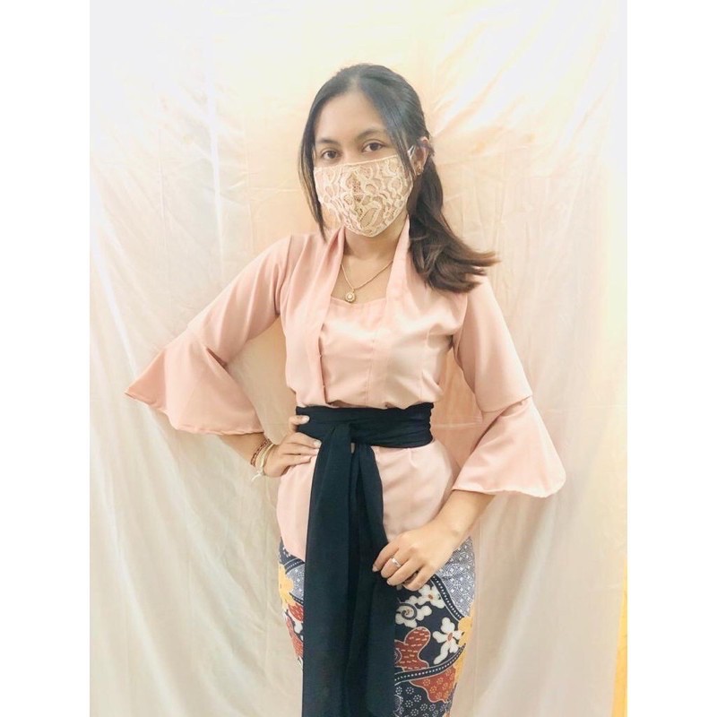 KEBAYA TEROMPET MOSCREFT POLOS || KEBAYA BALI || ATASAN WANITA-Skin