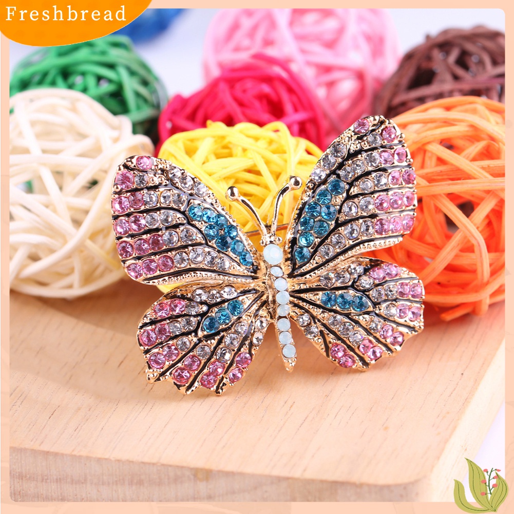 [ TERLARIS]Colorful Butterfly Rhinestone Brooch Pin Wedding Bridal Scarf Collar Jewelry