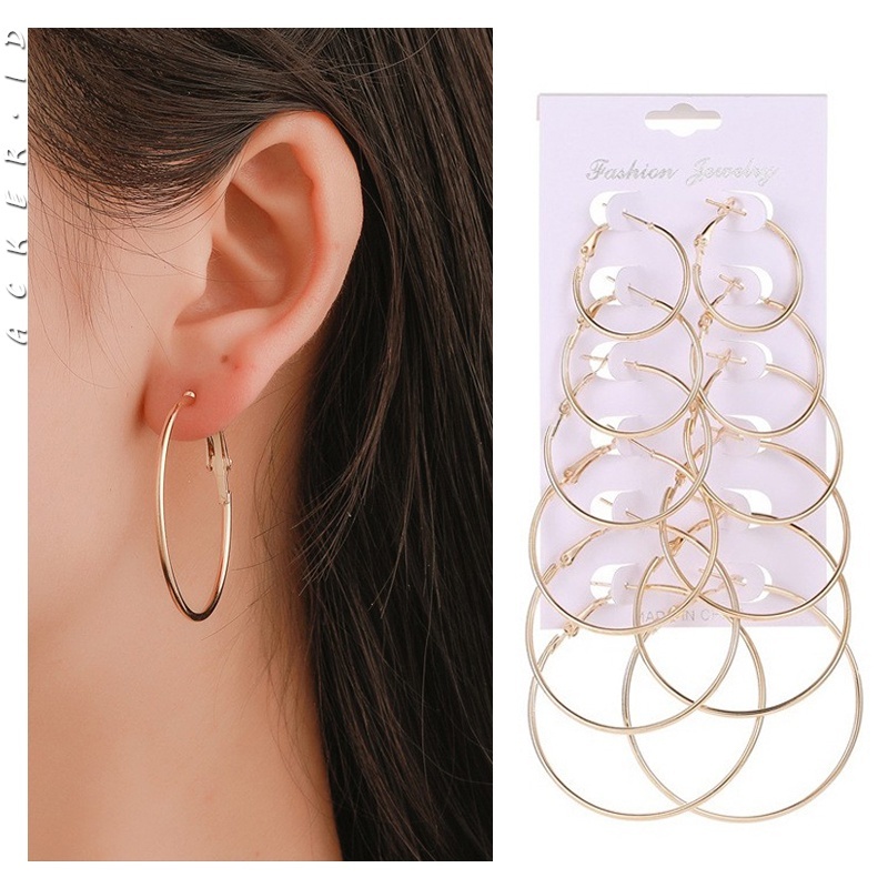 [ACKER] 6Pasang/Set Geometris Wanita Circular Anting Simpai Hadiah Untuk Wanita