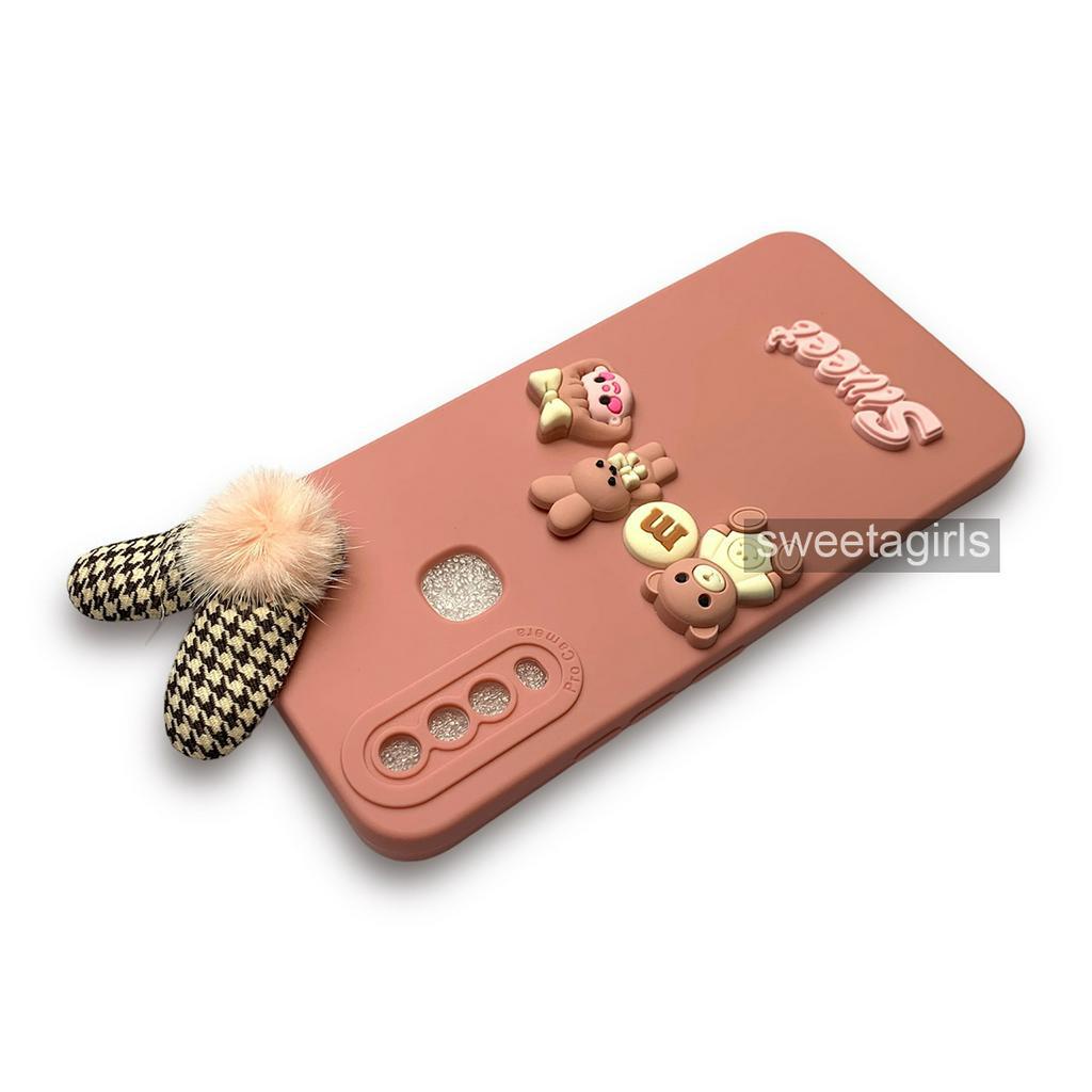 Softcase dengan boneka Timbul 3D untuk Vivo Y12 - Y15 - Y17 ( Sama Ukuran ) - Sweetacase.id - Casing Lucu - Kesing Cewek - Casing Lembut - Aksesoris Boneka Timbul - Case Bening - Lucu - Gemoy - Pom pom