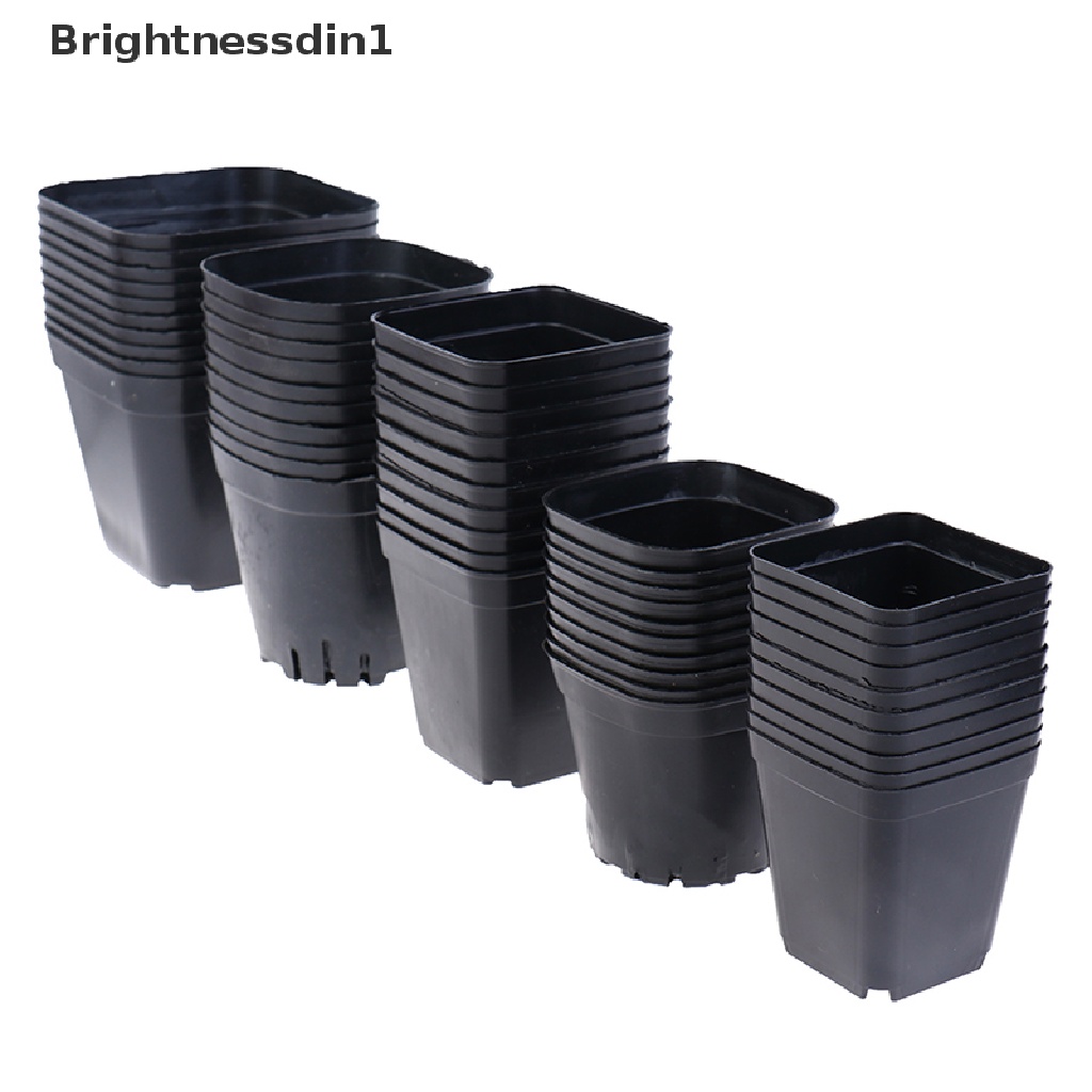 10 Pcs Pot Bunga Bahan Plastik Bentuk Persegi Warna Hitam Ukuran Kecil 1 In 1