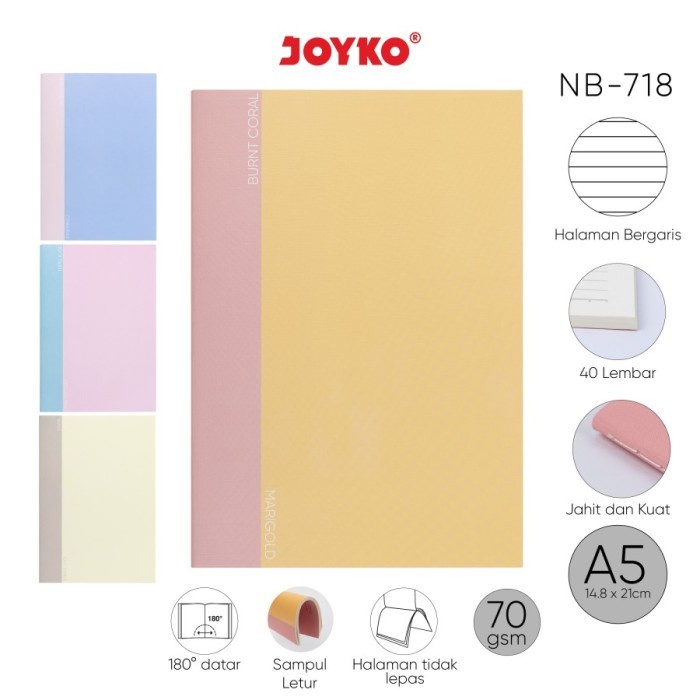 

Joyko Ruled Notebook Buku Catatan NB-718 Kertas Garis Cover Warna Pastel