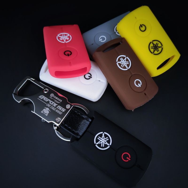 Gantungan kunci kulit keyless motor Yamaha Aerox berlogo