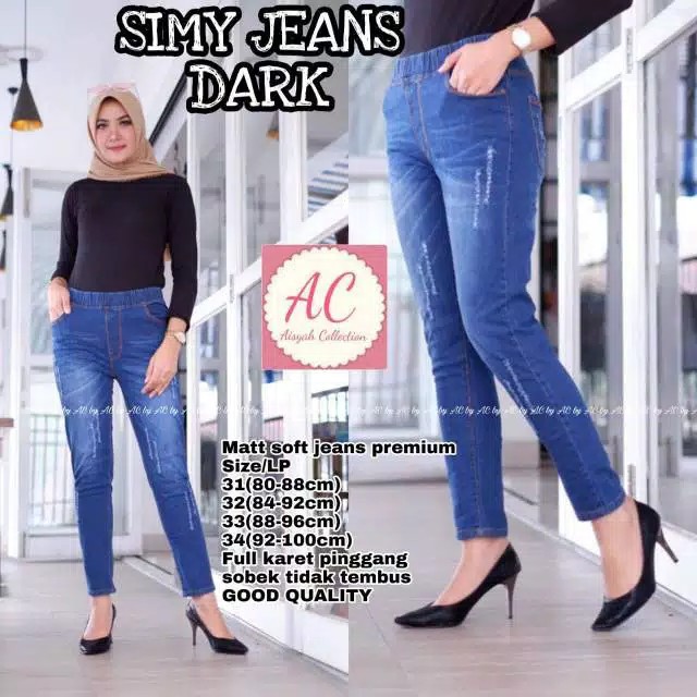 READY 27-38!!SIMY JEANS VARIASI SOBEK TIDAK TEMBUS MELAR