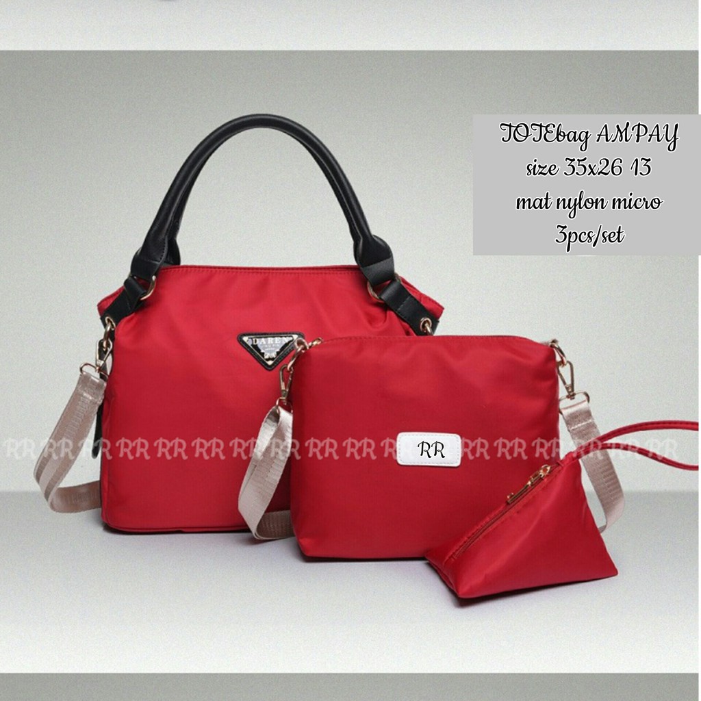 TAS FASHION SELEMPANG / SHOELDERBAG BESAR WANITA TOTEBAG ANPAY PRADA PAKET 3 IN 1