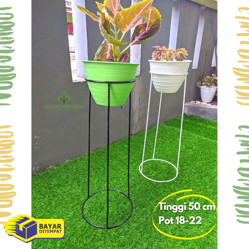 RAK MURAH Standing Pot Rak Bunga Minimalis Murah model kaki 3 bulat, tinggi 50 cm