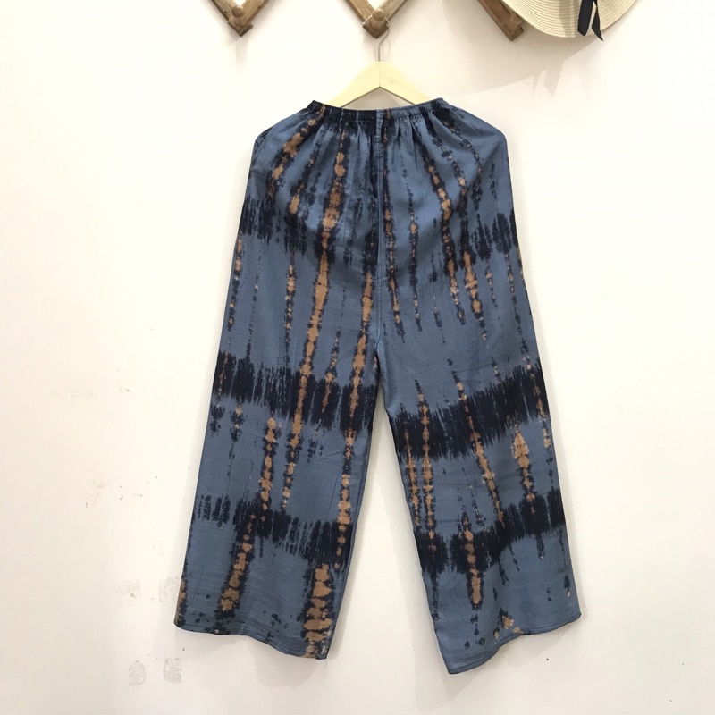 Celana Panjang Kulot Tie Dye Stripes Bahan Rayon