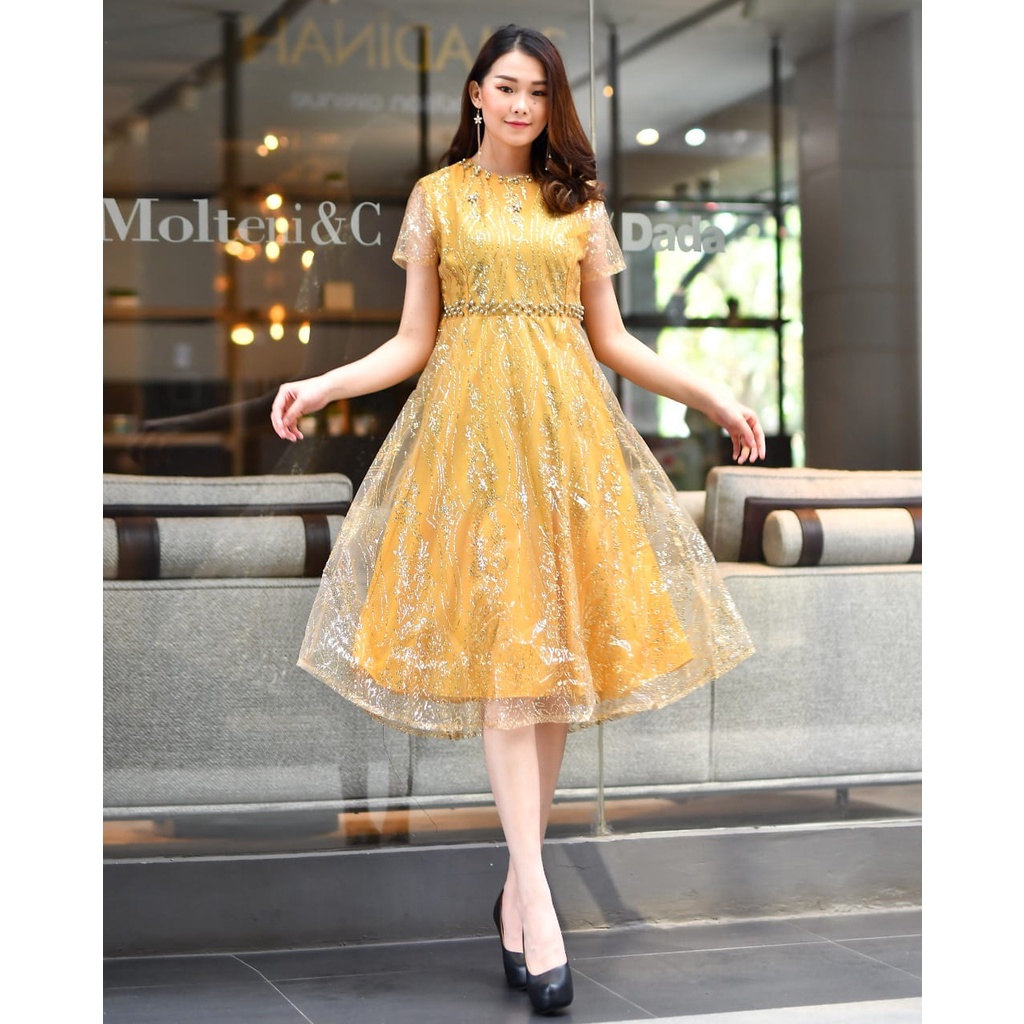 Dress Maxi Baju Natal Pakain Wanita Lengan Pendek Baju Kondangan-2